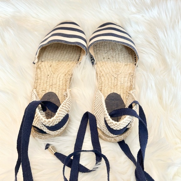 Navy Striped Espadrilles with Lace-Up Design - Picture 3 of 5